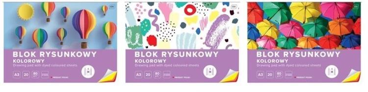 Blok rysunkowy kolorowy A3/20K (10szt), INTERDRUK