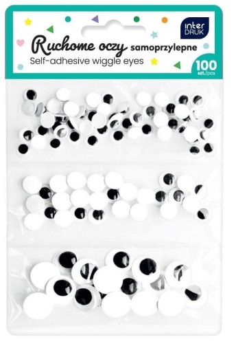 Oczy ruchome samoprzylepne 100szt, INTERDRUK