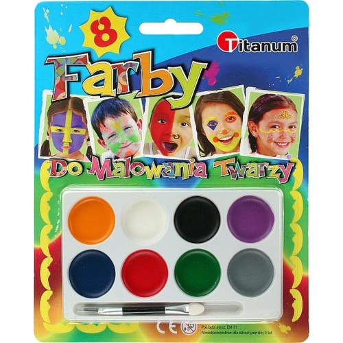 Farby do malowania twarzy 8 kolorów, Titanum