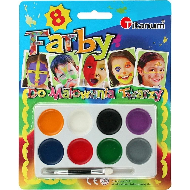 Farby do malowania twarzy 8 kolorów, Titanum