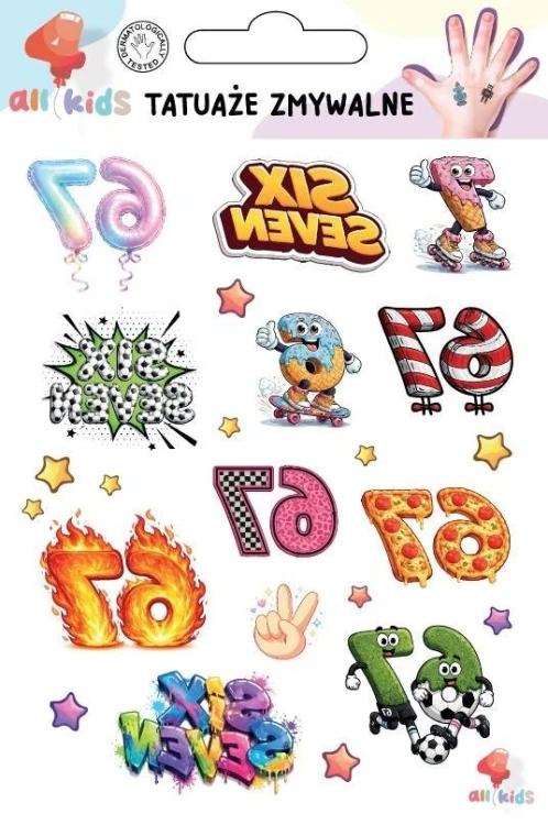 Tatuaże zmywalne dla dzieci Six seven 67, All4Kids