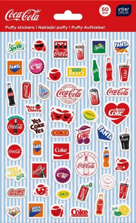 Naklejki puffy Coca Cola 50szt, INTERDRUK