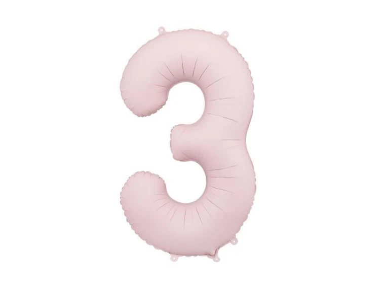 Balon foliowy cyfra 3 86cm jasny różowy