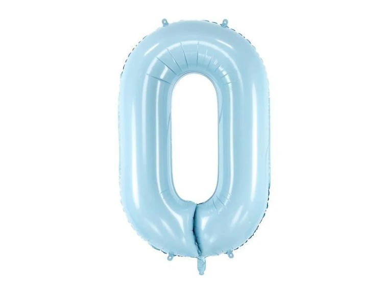Balon foliowy Cyfra 0 86cm jasny niebieski