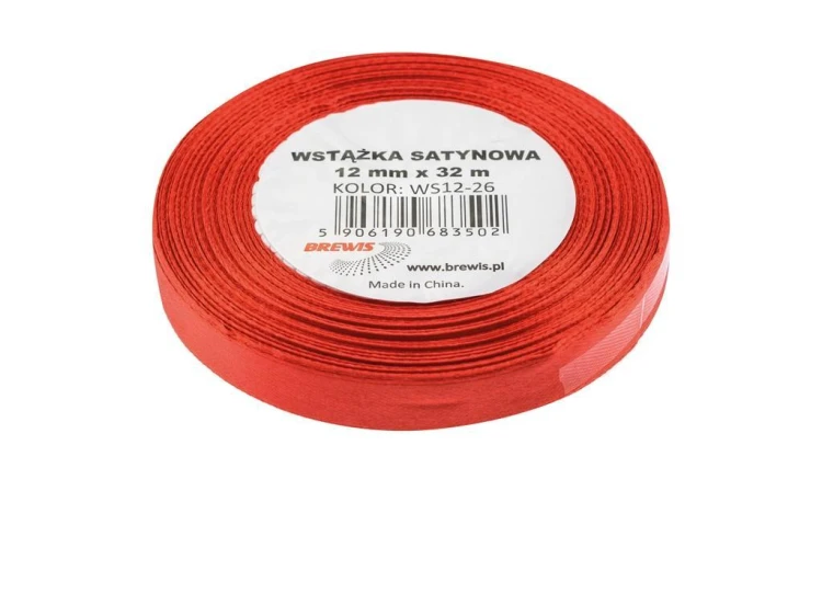 Wstążka satynowa czerwona 12mmx32m