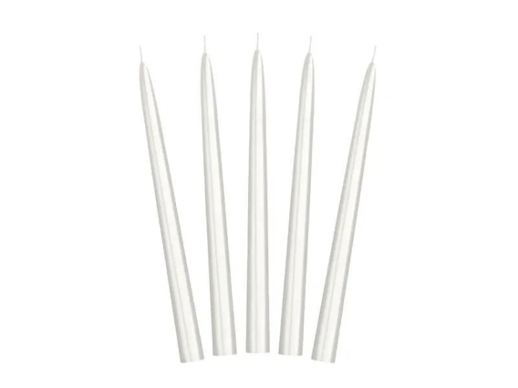 Świeca stożkowa perłowa 24cm 10szt