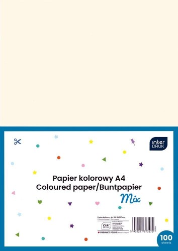 Papier kolorowy A4 100 kartek, INTERDRUK