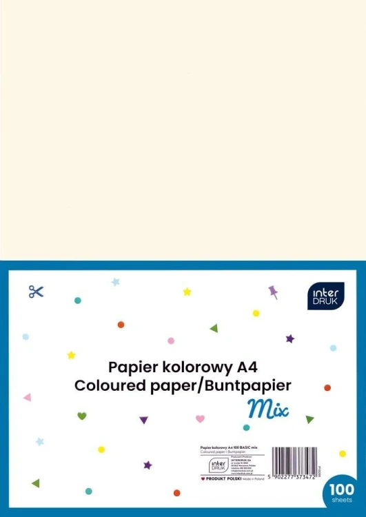 Papier kolorowy A4 100 kartek, INTERDRUK