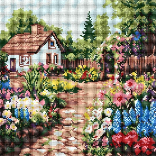 Mozaika diamentowa - Kwiatowe rabaty 40x40cm