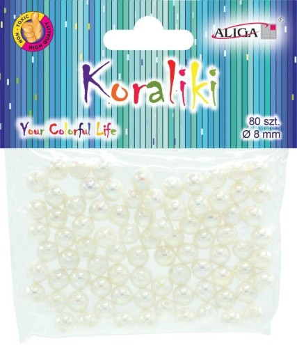 Koraliki plastikowe opalizujące perłowe 8mm 80szt