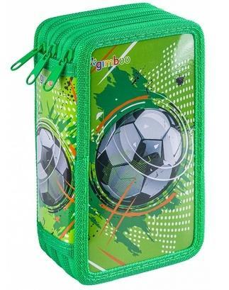 Piórnik z wyposaż. 3-komorowy Soccer zielony