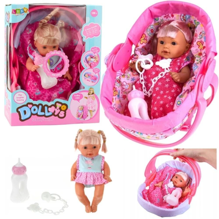Lalka bobas w nosidełku plus akcesoria, Leantoys