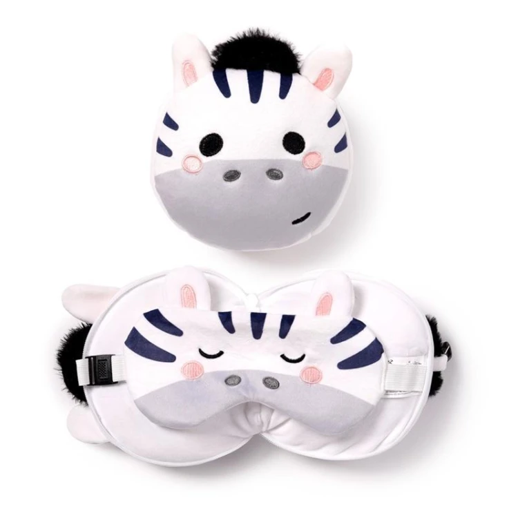 Poduszka podróżna i maska na oczy Zebra