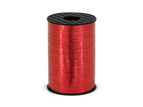 Wstążka plastikowa czerwona 5mmx225m, PartyDeco