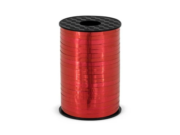 Wstążka plastikowa czerwona 5mmx225m, PartyDeco