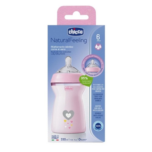 Butelka plastikowa NaturalFeeling różowa 350ml 6m+