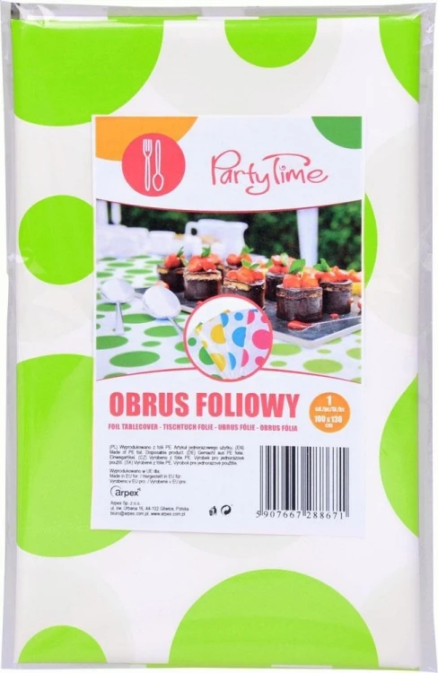 Obrus folia w grochy limonkowy