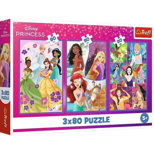 Puzzle 3x80 Księżniczki przyjaciółki TREFL, Trefl