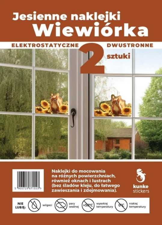 Naklejki jesienne Wiewiórka 2szt, Kunke
