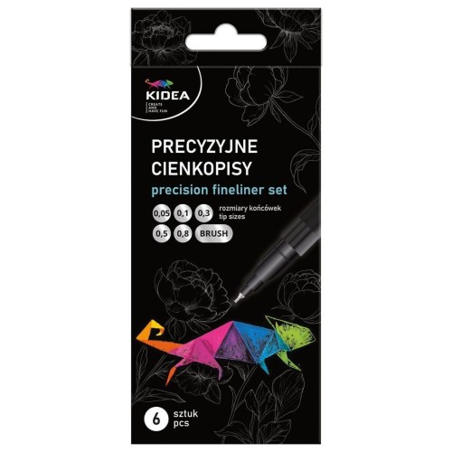 Cienkopisy precyzyjne 6szt KIDEA, DERFORM