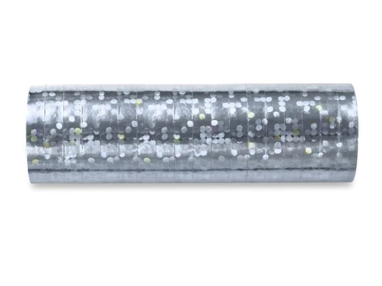 Serpentyny holograficzne srebrne 3,8m 18szt