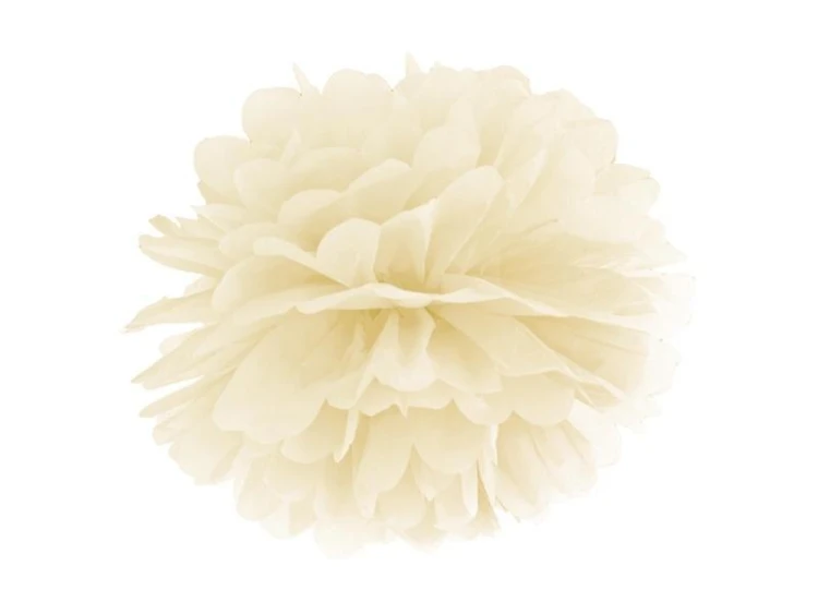 Pompon bibułowy kremowy 25cm