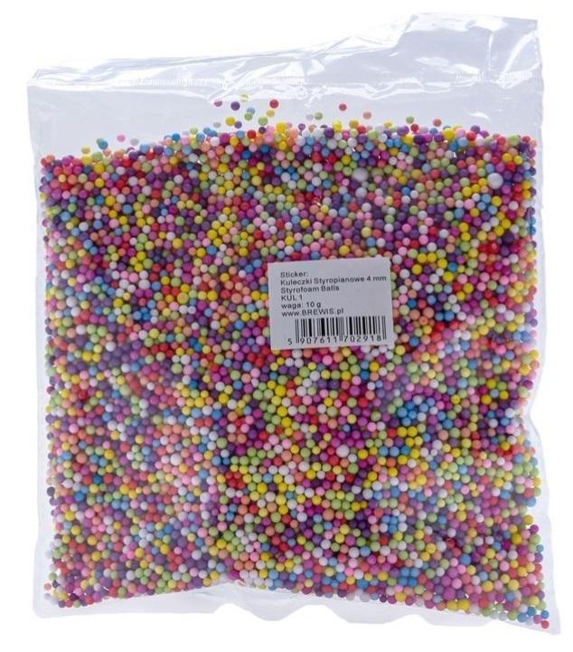 Styropianowe kulki 4mm kolorowe 100g, Brewis
