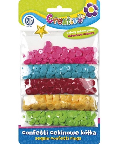 Confetti cekiny kółka 5 kolorów ASTRA