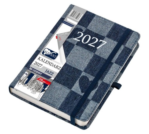 Kalendarz Jazz 2027 B6 dzienny jeans serca