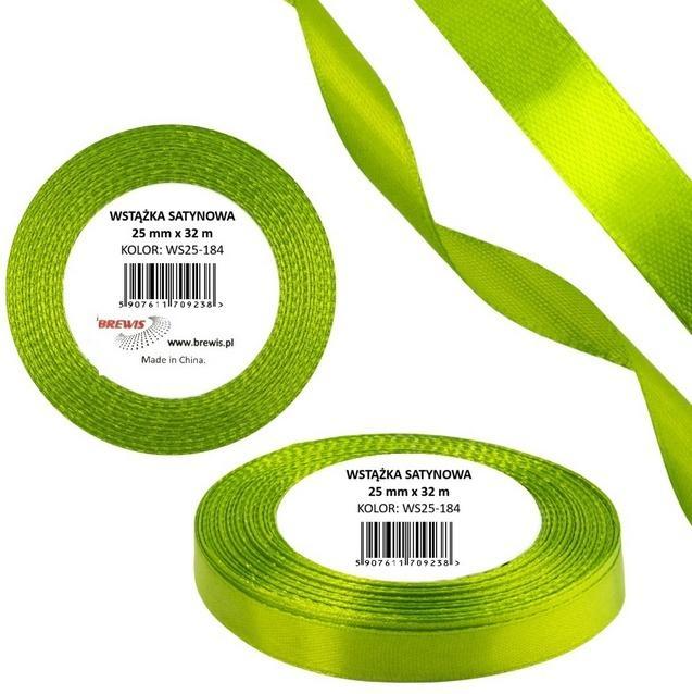Wstążka satynowa 25mm/32m zieleń wiosenna