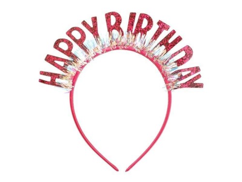 Opaska Happy Birthday 18x18cm różowa