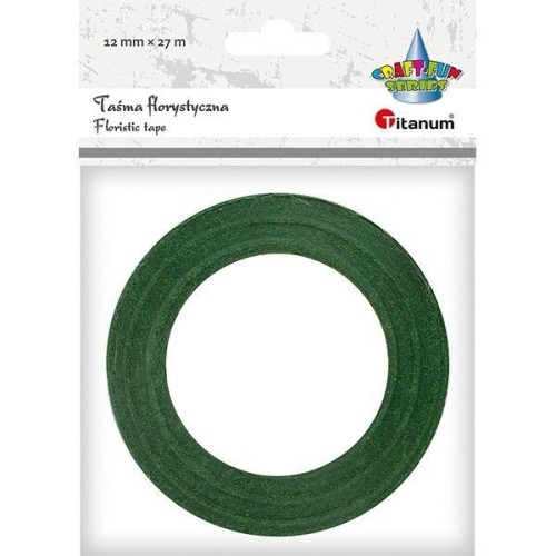 Taśma florystyczna 12mm 27m ciemnozielona, Titanum