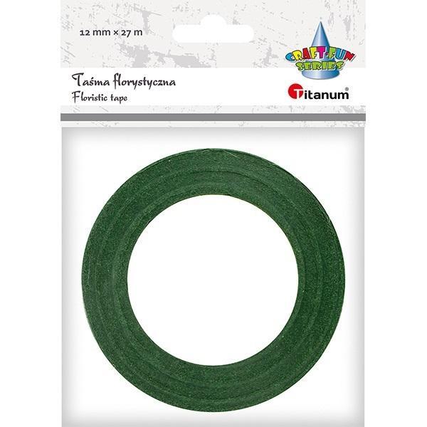 Taśma florystyczna 12mm 27m ciemnozielona, Titanum