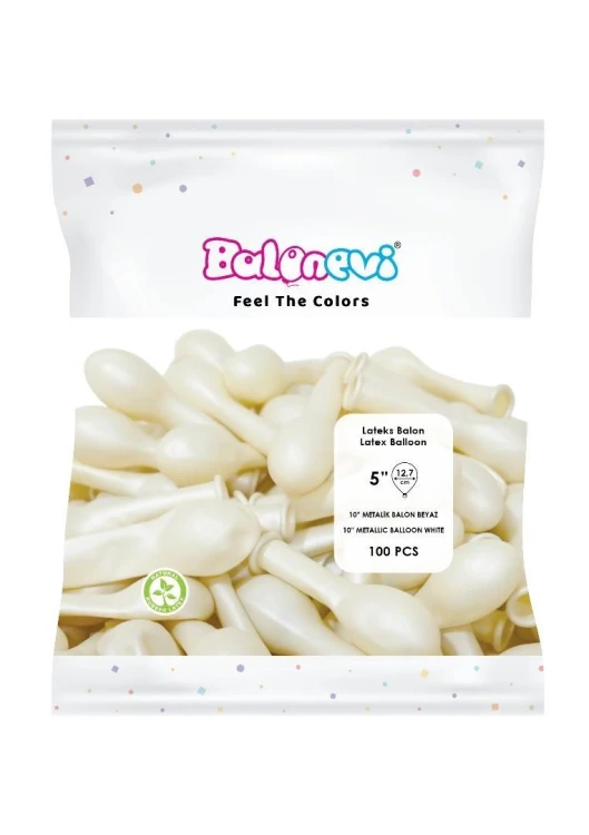 Balony lateksowe Metallic białe 12cm 100szt