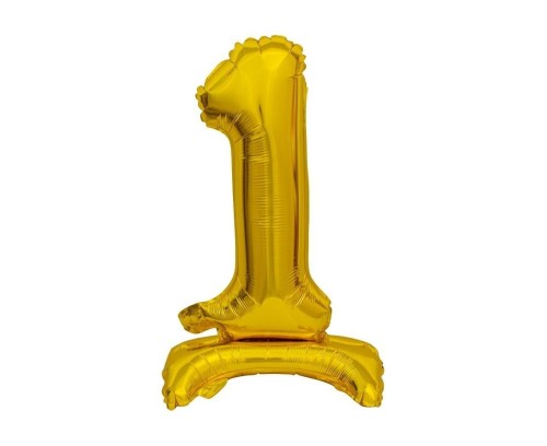 Balon foliowy B&C cyfra 1 stojący złoty 38cm
