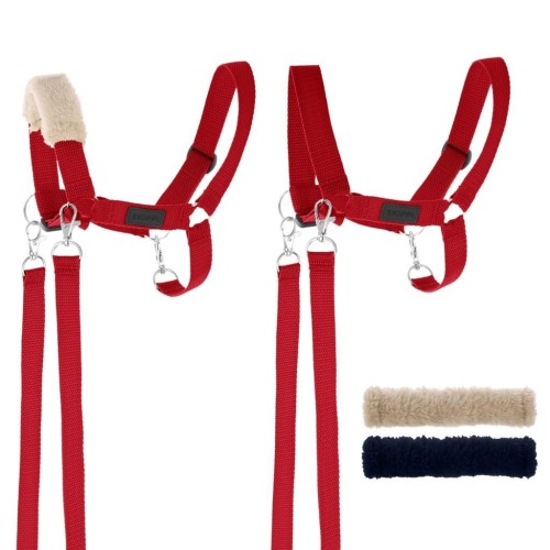 Kantar dla Hobby Horse wodze + futerka czerwony