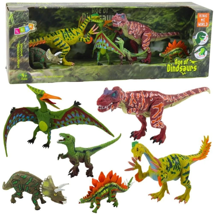 Zestaw figurek Dinozaury ruchome nogi paszcze 6szt