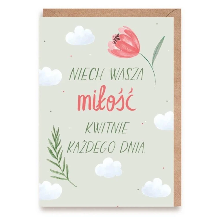 Kartka ślubna Kwiaty, eko koperta