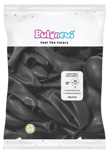 Balony lateksowe Pastel czarne 25cm 100szt