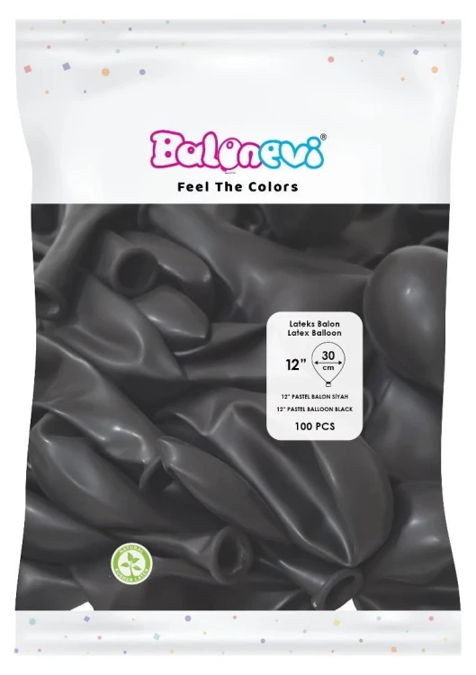 Balony lateksowe Pastel czarne 25cm 100szt