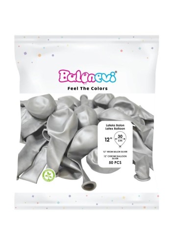 Balony lateksowe Chrome srebrne 25cm 50szt