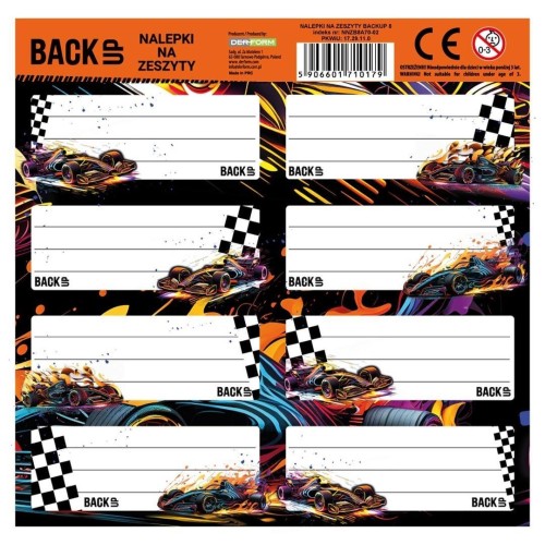 Nalepki na zeszyty Backup 8 a 70 (25szt) DERFORM