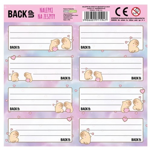 Nalepki na zeszyty Backup 8 a 04 (25szt) DERFORM
