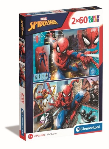 Puzzle 2x60 Super kolor Spiderman, Clementoni