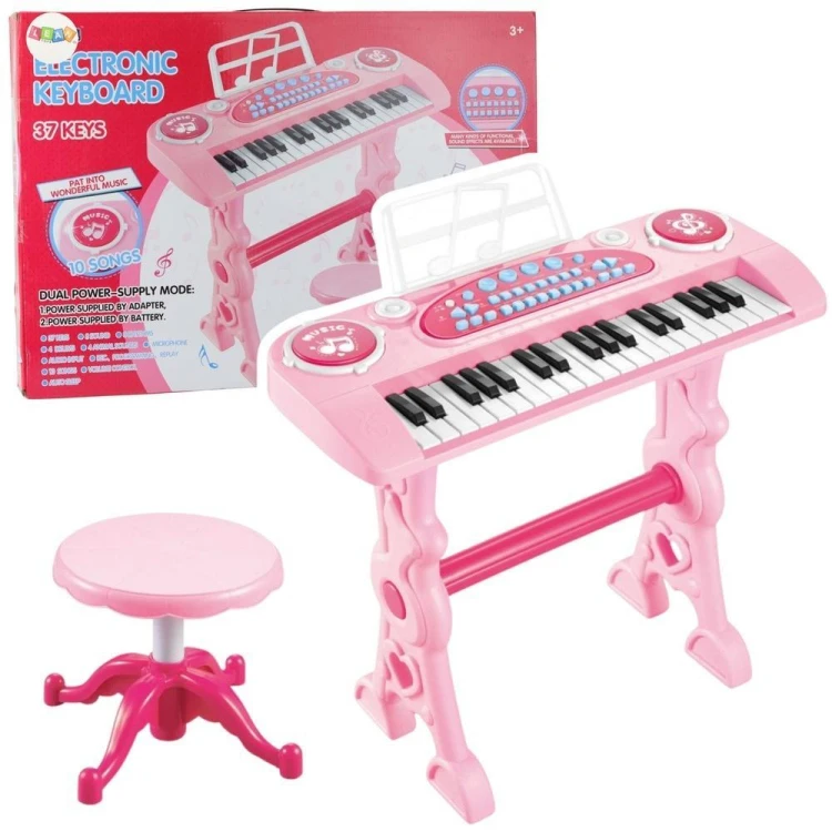 Pianinko z mikrofonem różowe, Leantoys