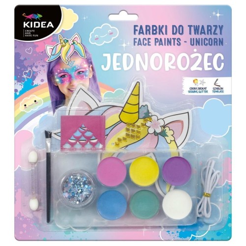 Farbki do twarzy zestaw Jednorożec KIDEA, DERFORM
