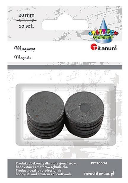 Magnesy okrągłe czarne 20mm 10szt, Titanum
