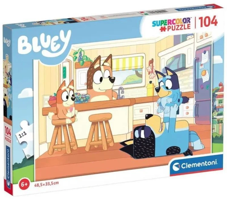Puzzle 104 Superkolor Bluey, Clementoni