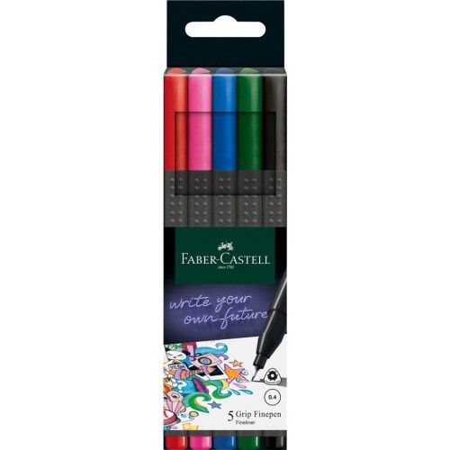 Cienkopisy Grip 2010 5 kolorów, Faber Castell