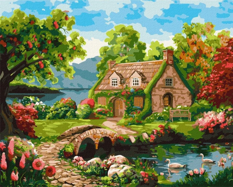 Malowanie po numerach -Kwitnący dom 40x50cm
